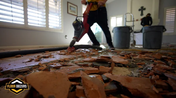 Dust Free Saltillo tile removal from an Arizona home floor.